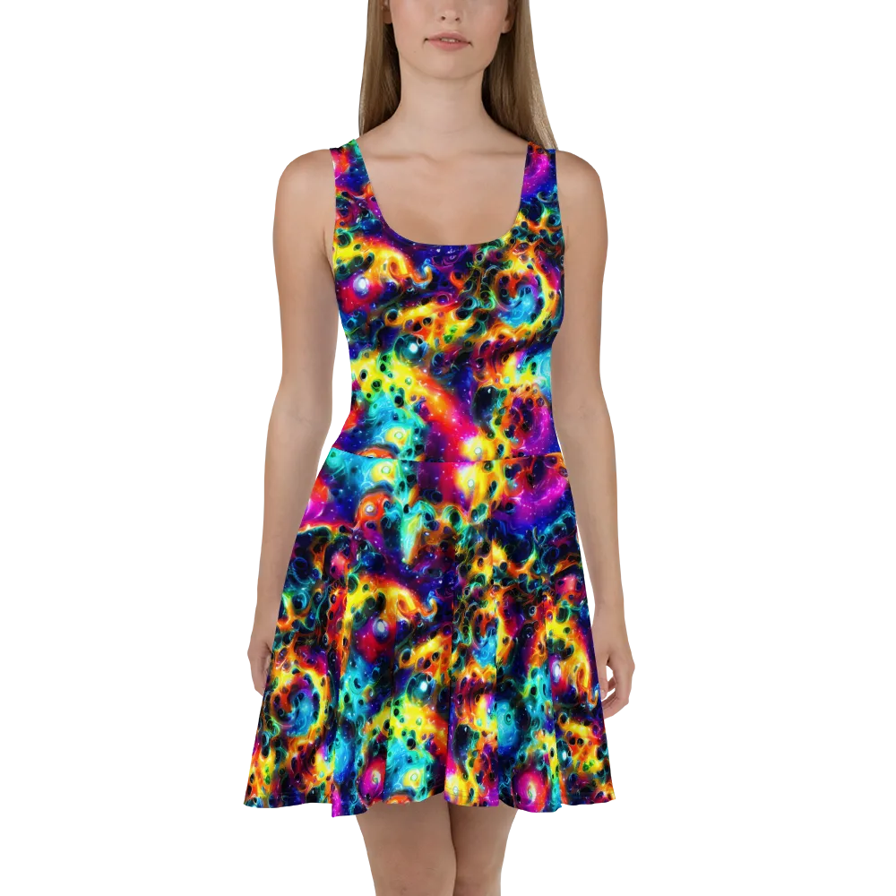 The Chromatic Tide on Skater Dress — Front