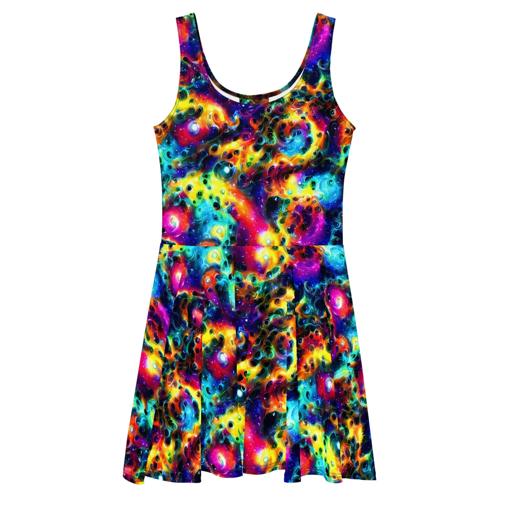 The Chromatic Tide on Skater Dress — Front