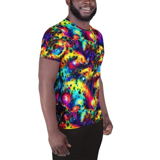 The Chromatic Tide on a Men's Athletic T-Shirt
