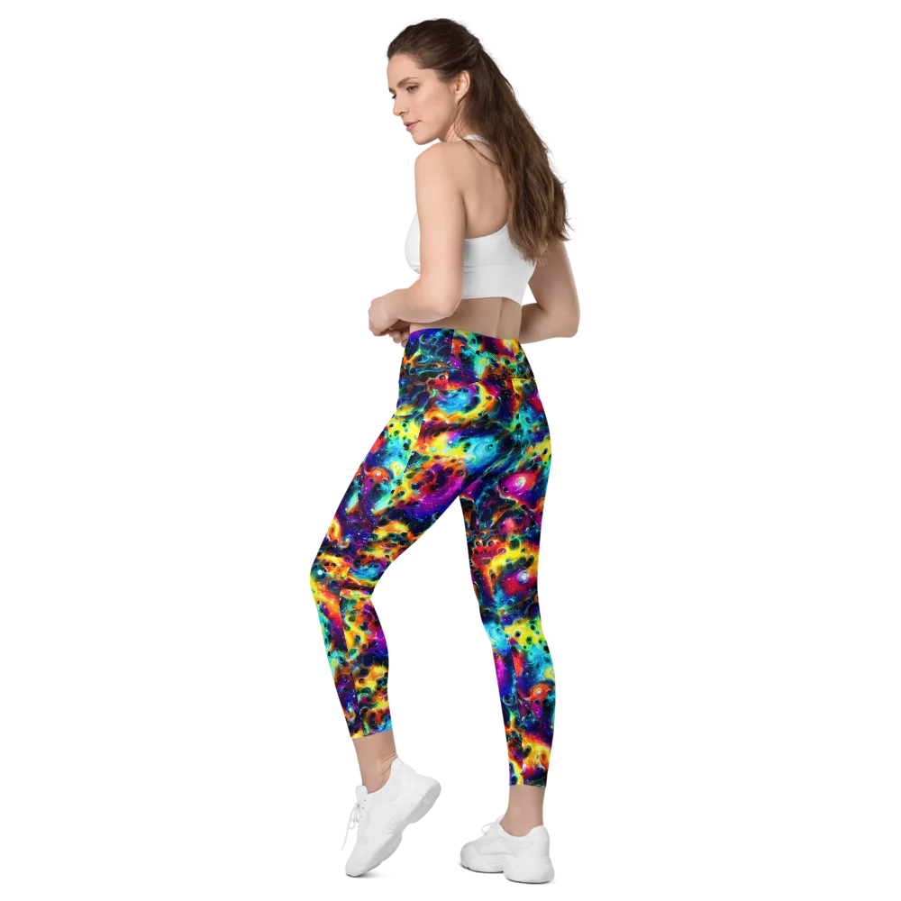 The Chromatic Tide on Leggings with Pockets — Left Back