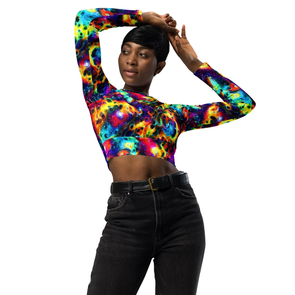 The Chromatic Tide on Long Sleeve Crop Top — Front