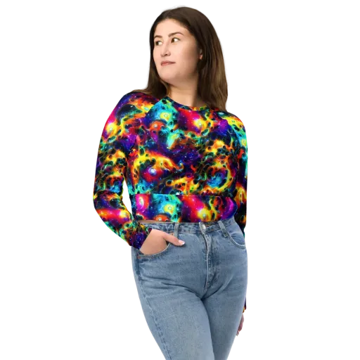 The Chromatic Tide on a Long Sleeve Crop Top