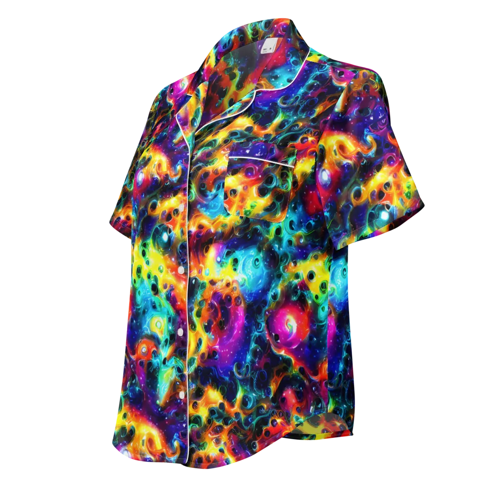 The Chromatic Tide on Women's Short Sleeve Pajama Top — Left Front
