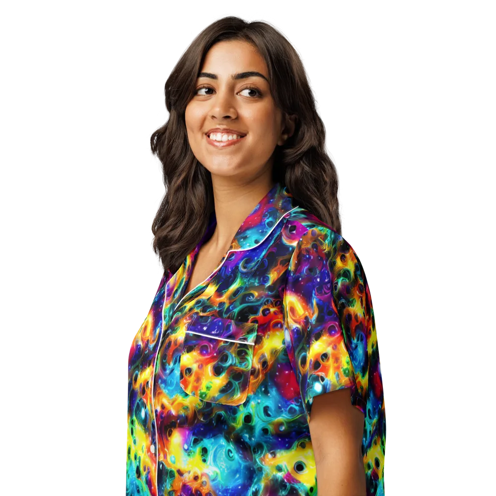 The Chromatic Tide on Women's Short Sleeve Pajama Top — Left Front