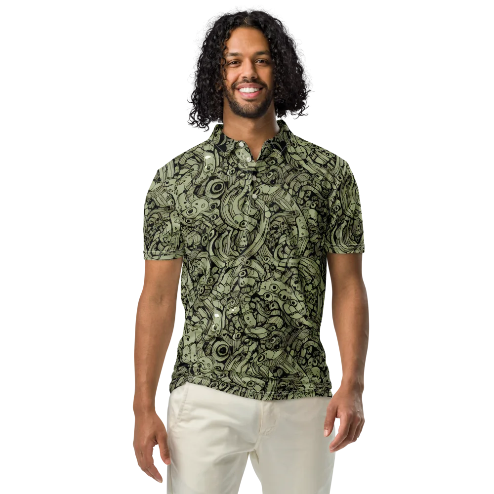 Olive Oddities on Men's Slim Fit Polo Shirt — Front
