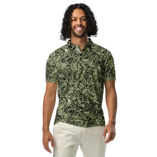 Olive Oddities on a Men's Slim Fit Polo Shirt