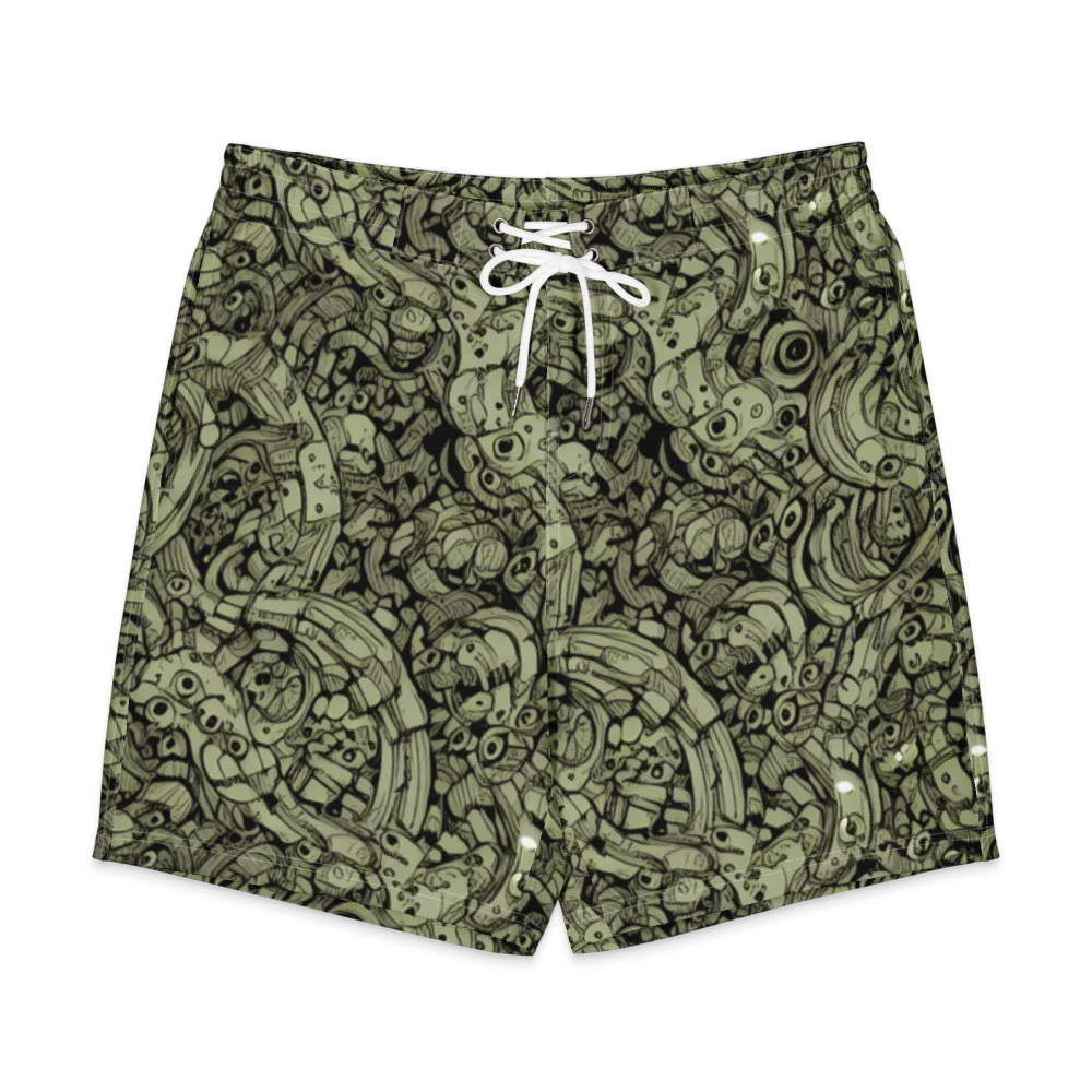 Olive Oddities on Men's Board Shorts — Front