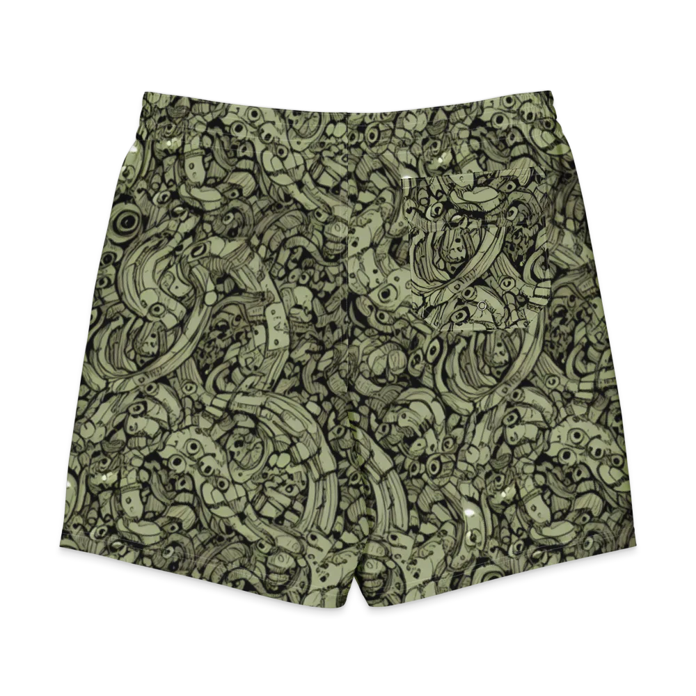 Olive Oddities on Men's Board Shorts — Back
