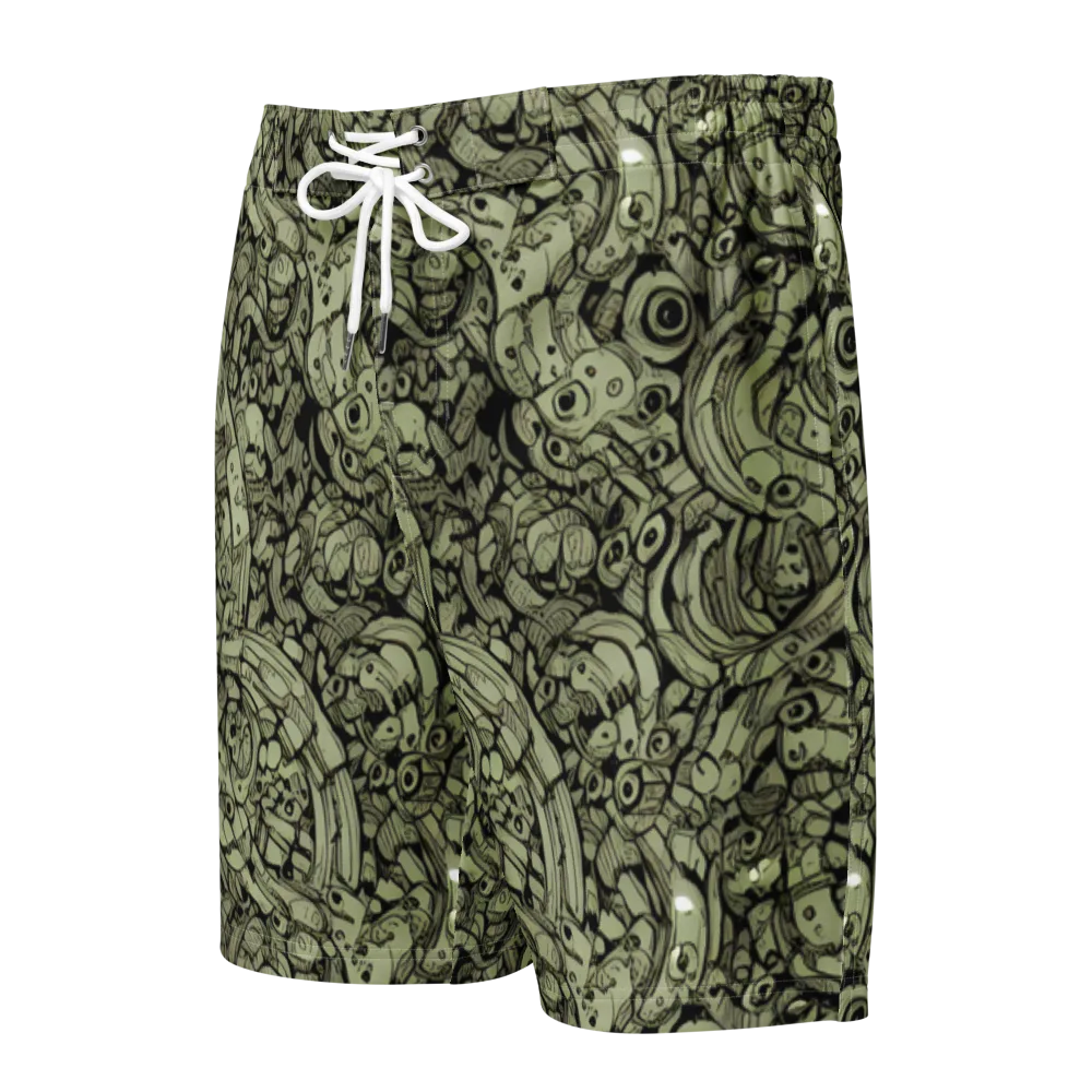 Olive Oddities on Men's Board Shorts — Front