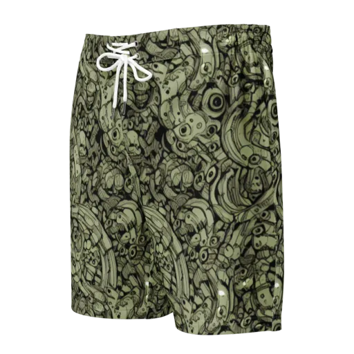 Olive Oddities on a Men's Board Shorts