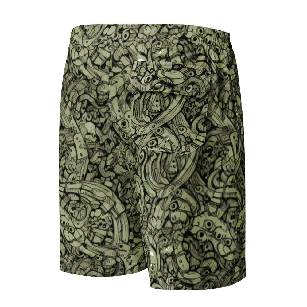 Olive Oddities on Men's Board Shorts — Back