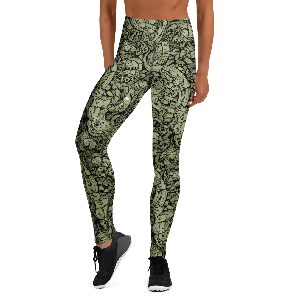 Olive Oddities on Yoga Leggings — Front