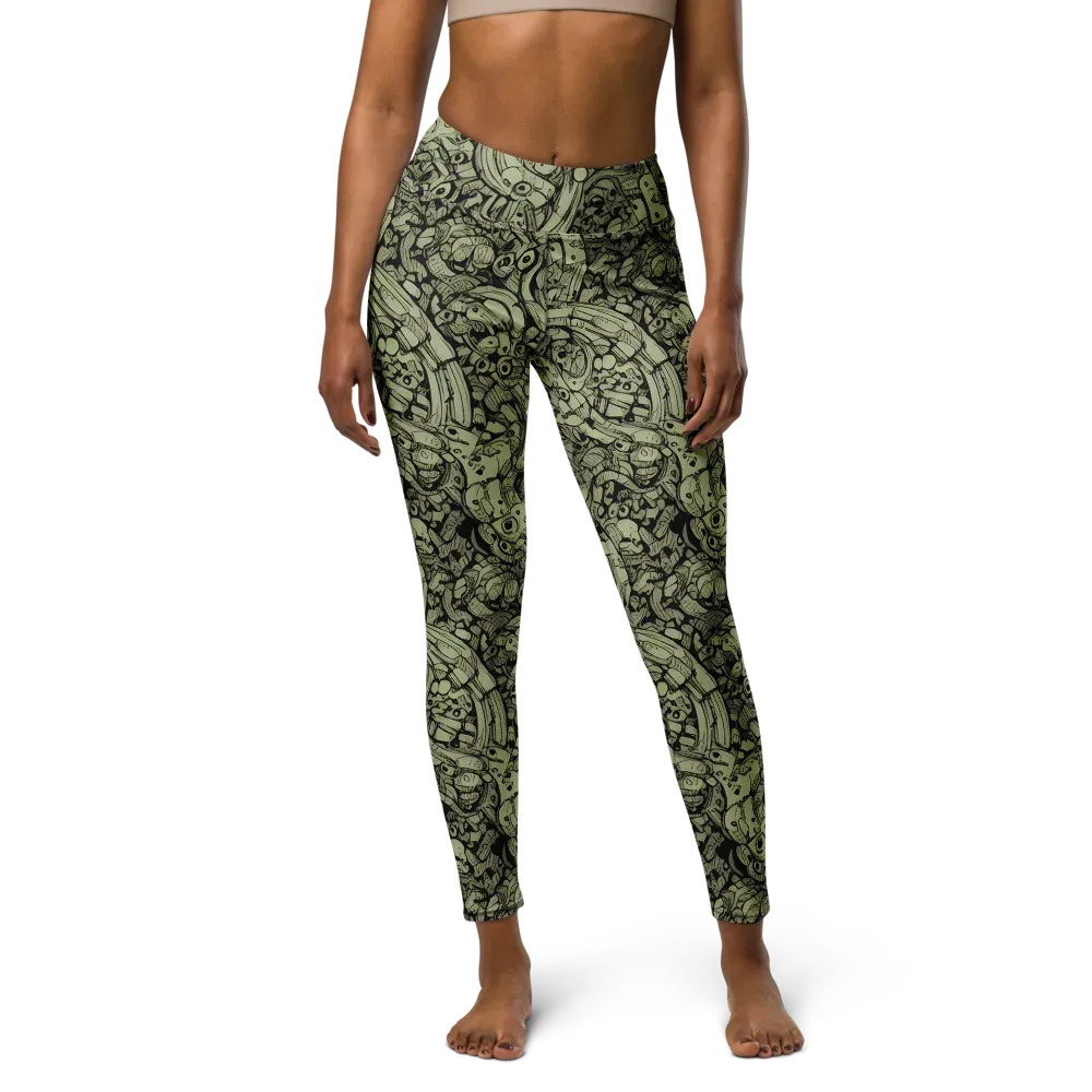 Olive Oddities on Yoga Leggings — Front
