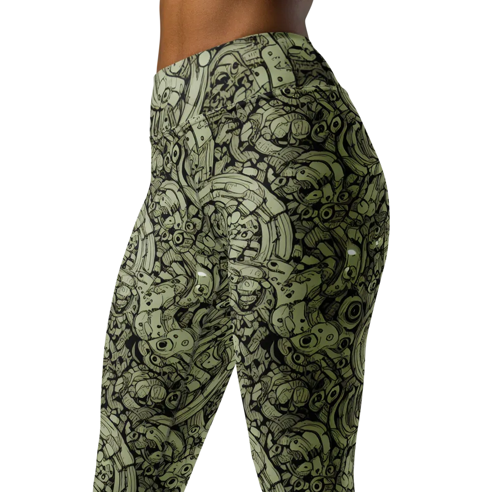 Olive Oddities on Yoga Leggings — Left Front