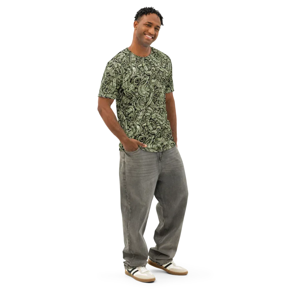 Olive Oddities on Men's Cotton Crew Neck T-Shirt — Right Front