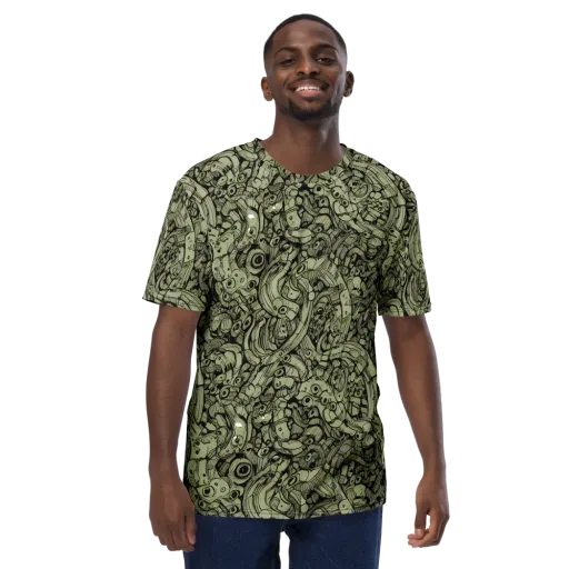 Olive Oddities on a Men's Crew Neck T-Shirt