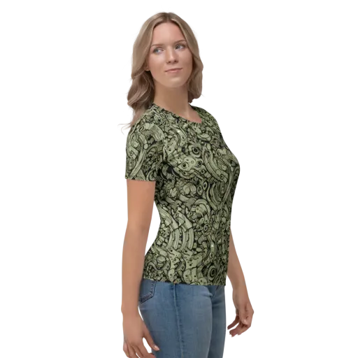 Olive Oddities on a Women's Crew Neck T-Shirt