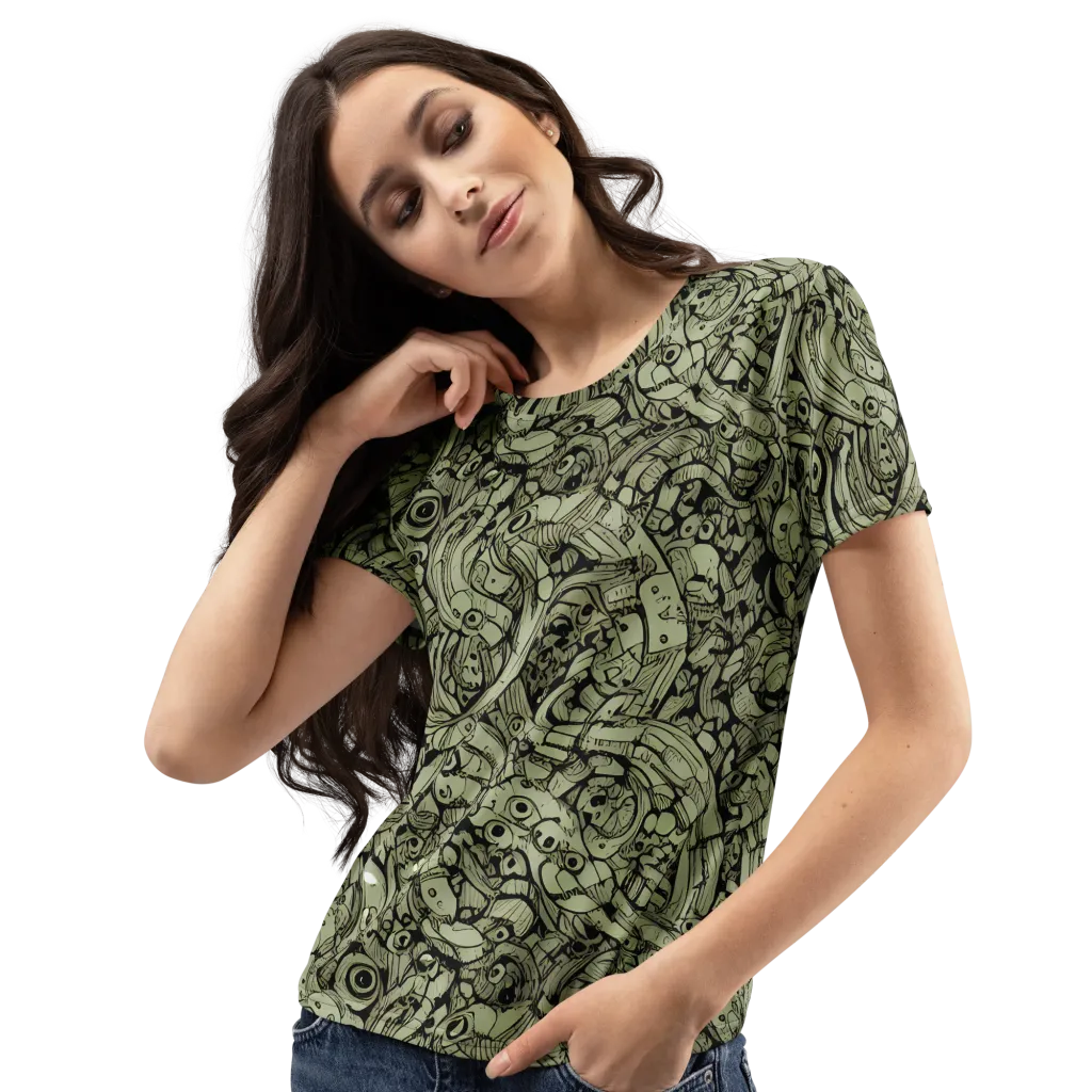 Olive Oddities on Women's Crew Neck T-Shirt — Left Front