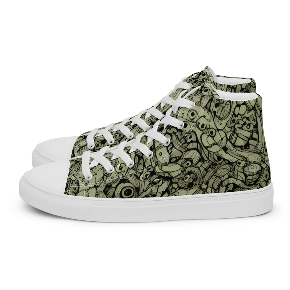 Olive Oddities on Women's High Top Canvas Shoes — Left