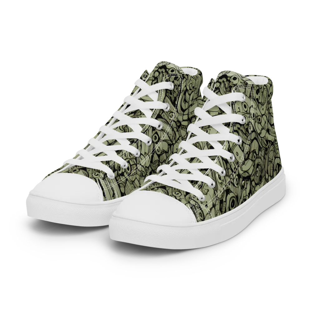 Olive Oddities on Women's High Top Canvas Shoes — Left Front