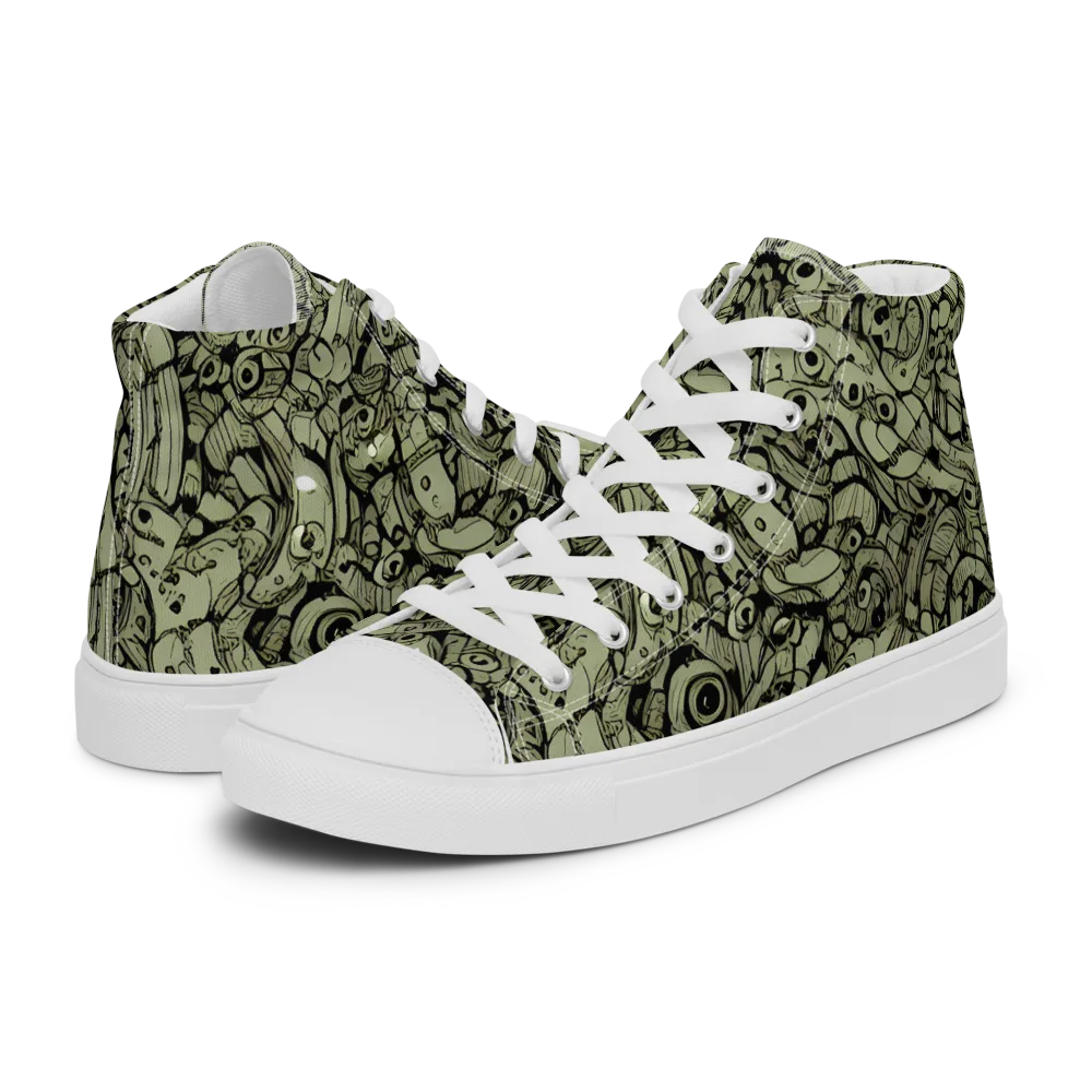 Olive Oddities on Women's High Top Canvas Shoes — Left
