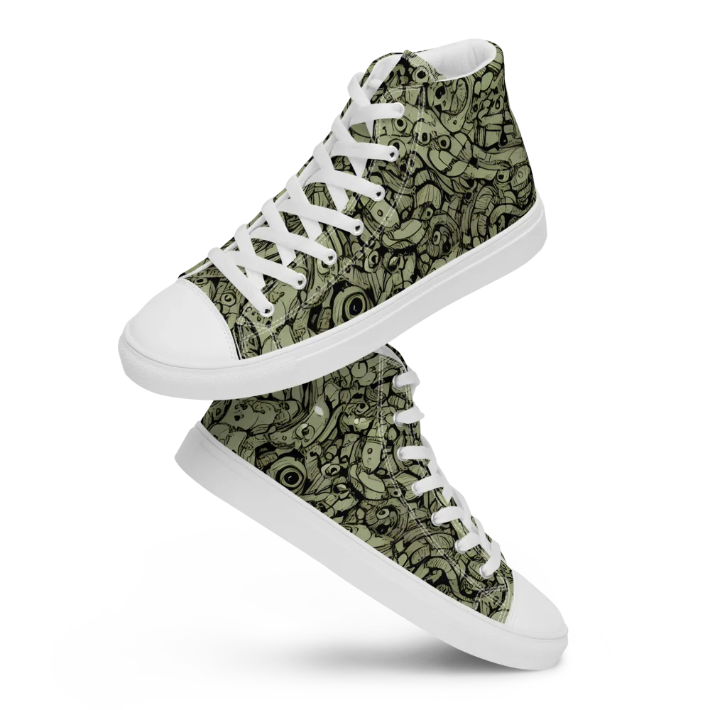Olive Oddities on Women's High Top Canvas Shoes — Front