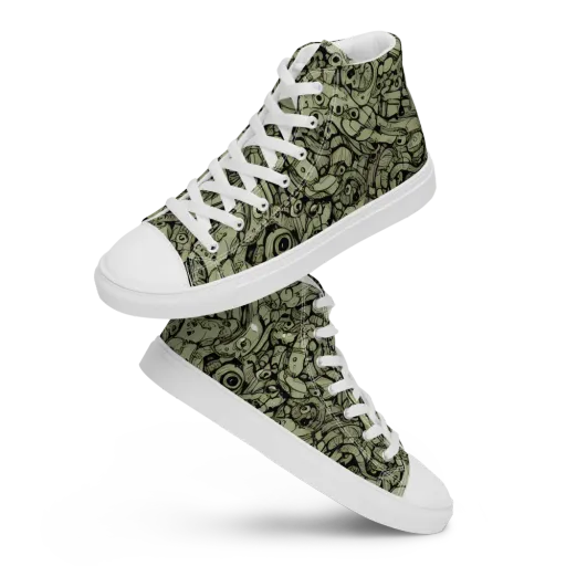 Olive Oddities on a Women's High Top Canvas Shoes