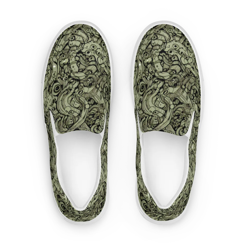 Olive Oddities on Men's Slip-On Canvas Shoes — Front