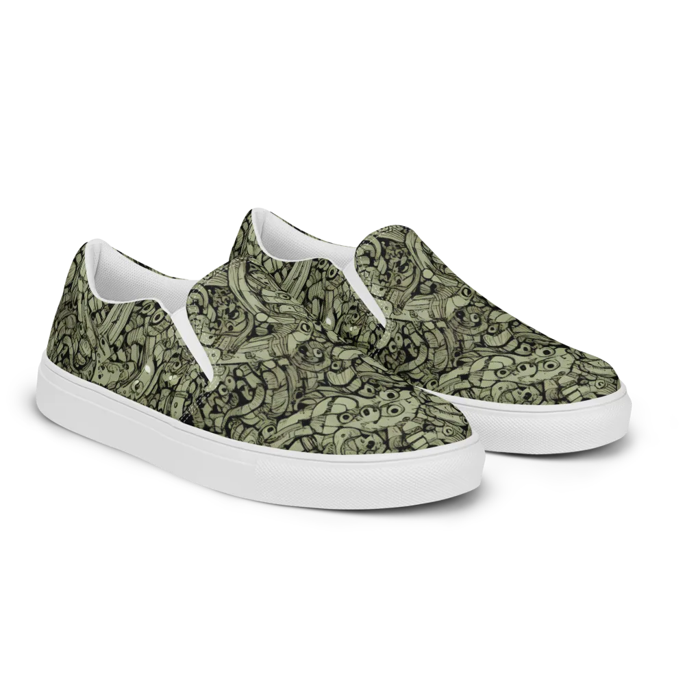 Olive Oddities on Men's Slip-On Canvas Shoes — Right Front