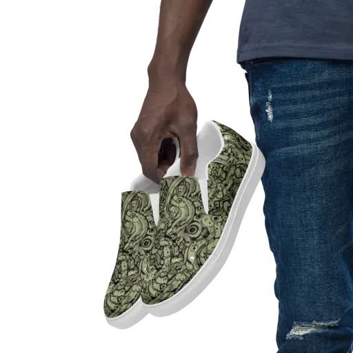 Olive Oddities on a Men's Slip-On Canvas Shoes