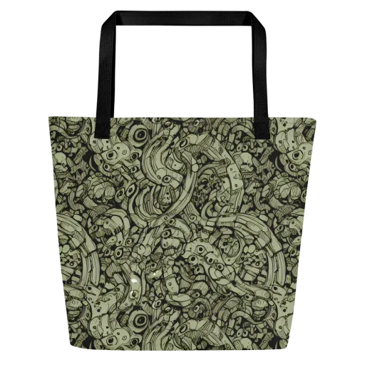 Olive Oddities on a Large Tote Bag W/ Pocket