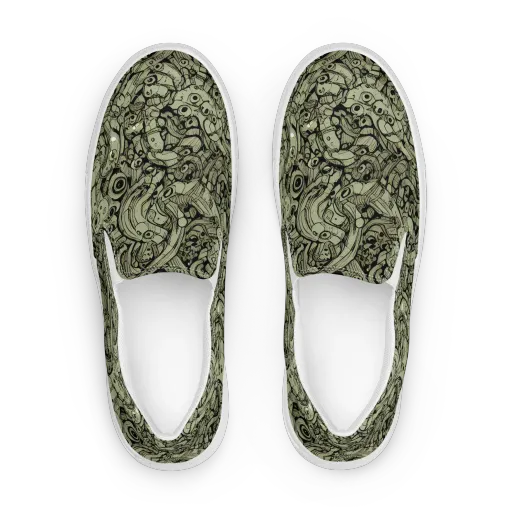 Olive Oddities on a Women's Slip-On Canvas Shoes
