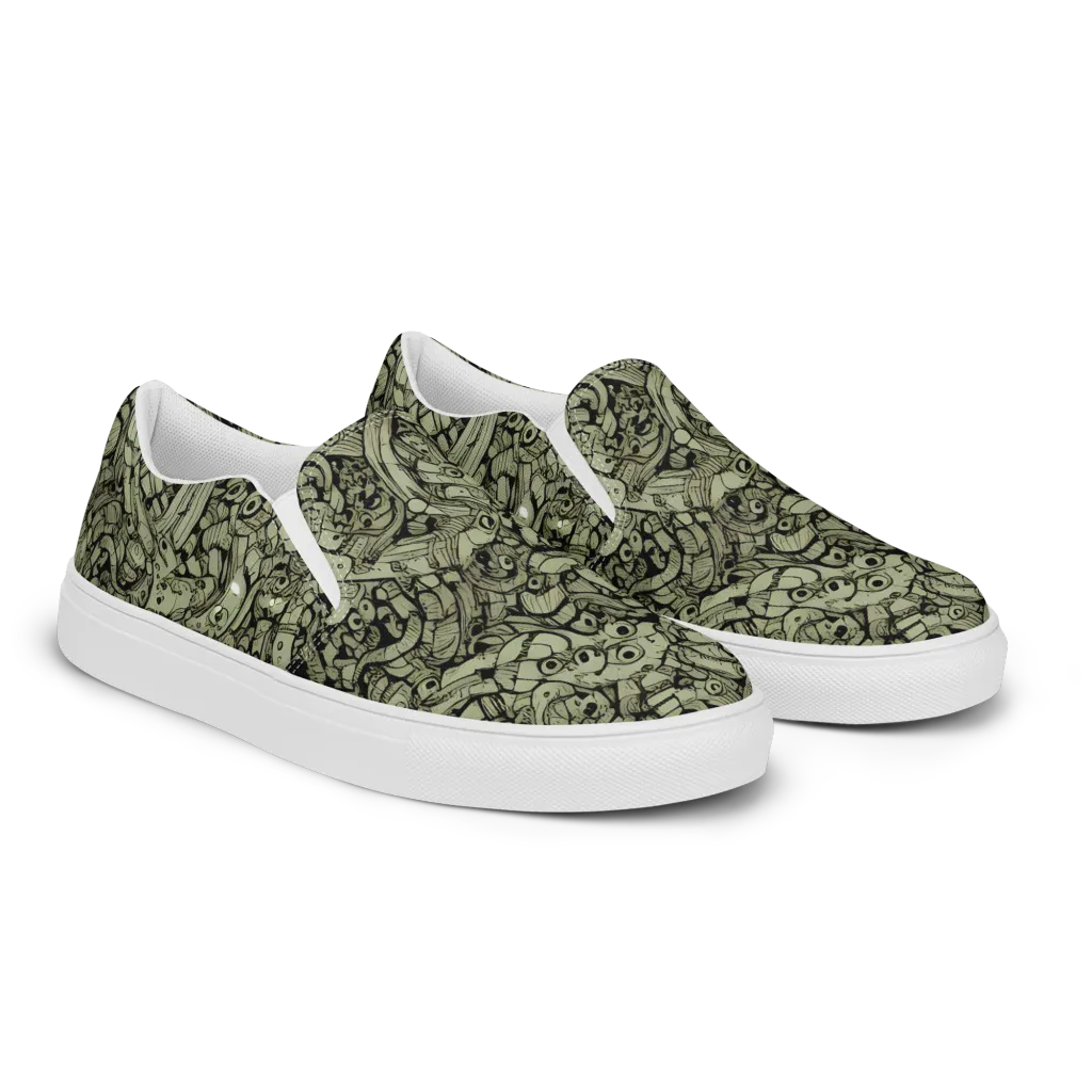 Olive Oddities on Women's Slip-On Canvas Shoes — Right Front