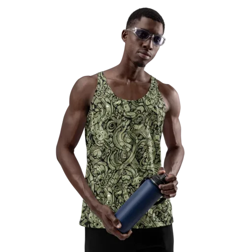 Olive Oddities on a Men's Tank Top