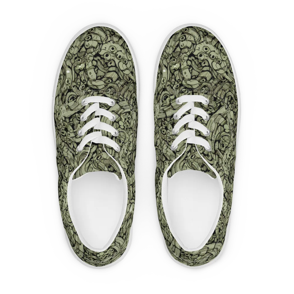 Olive Oddities on Men's Lace-Up Canvas Shoes — Front