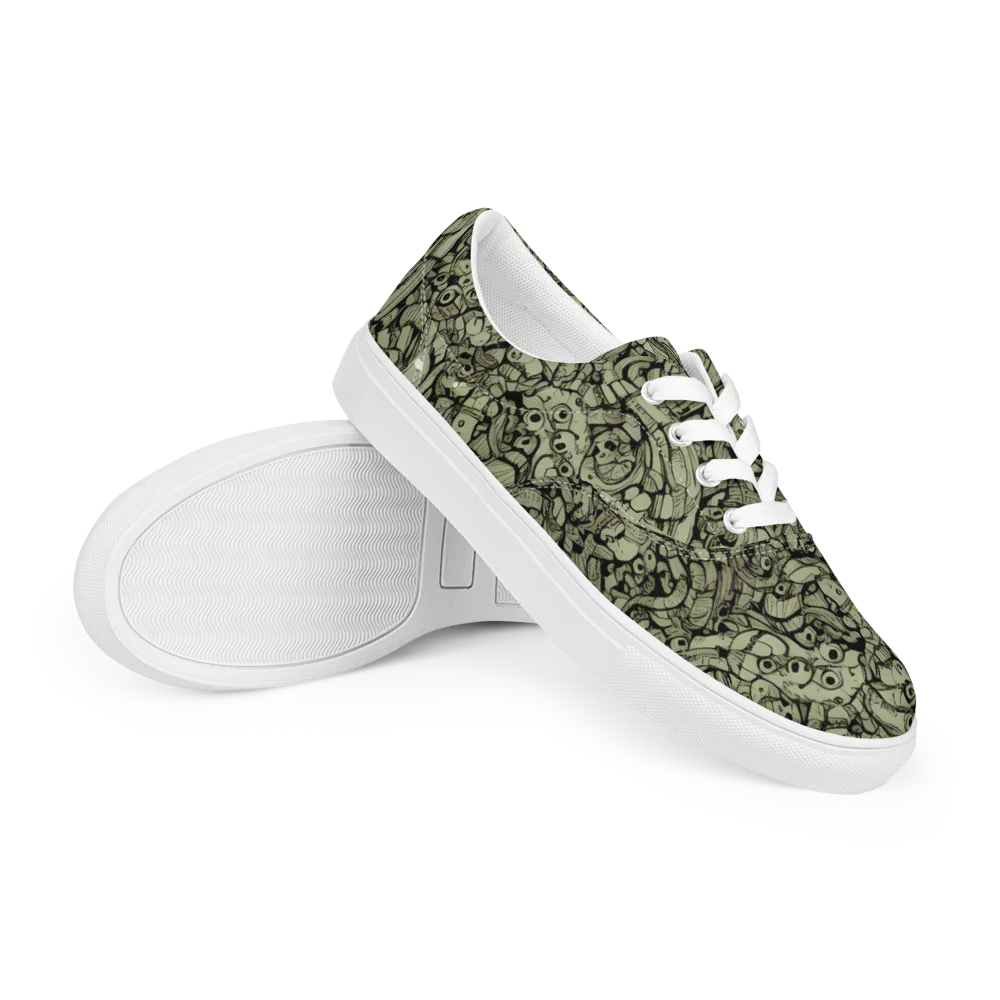 Olive Oddities on Men's Lace-Up Canvas Shoes — Right Front