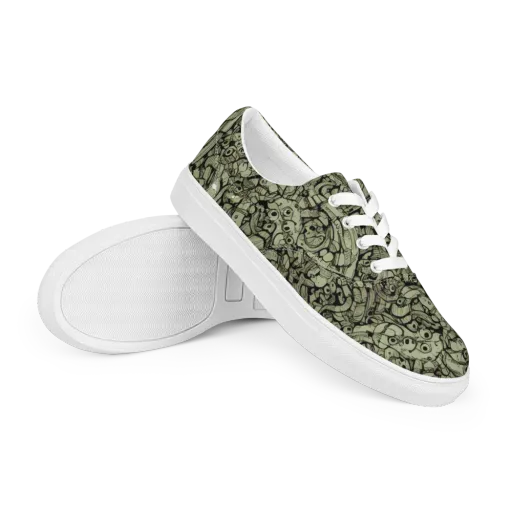 Olive Oddities on a Men's Lace-Up Canvas Shoes