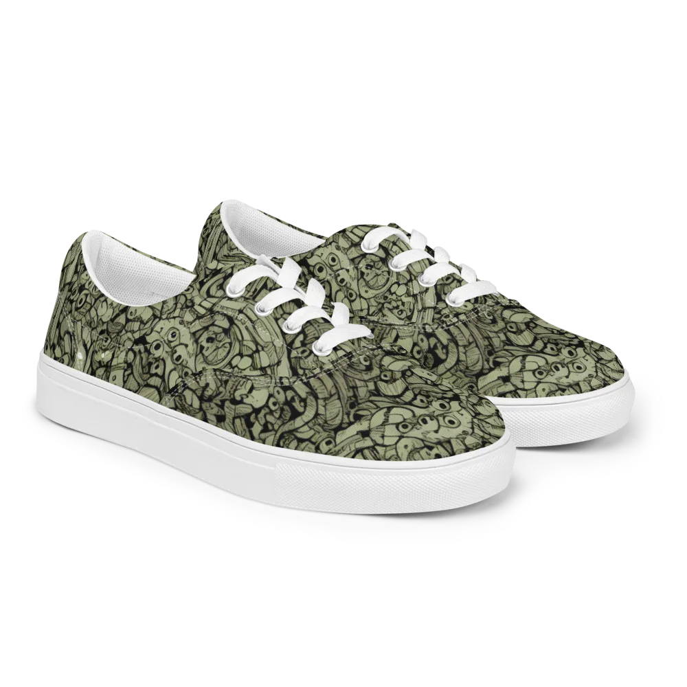 Olive Oddities on Men's Lace-Up Canvas Shoes — Right Front