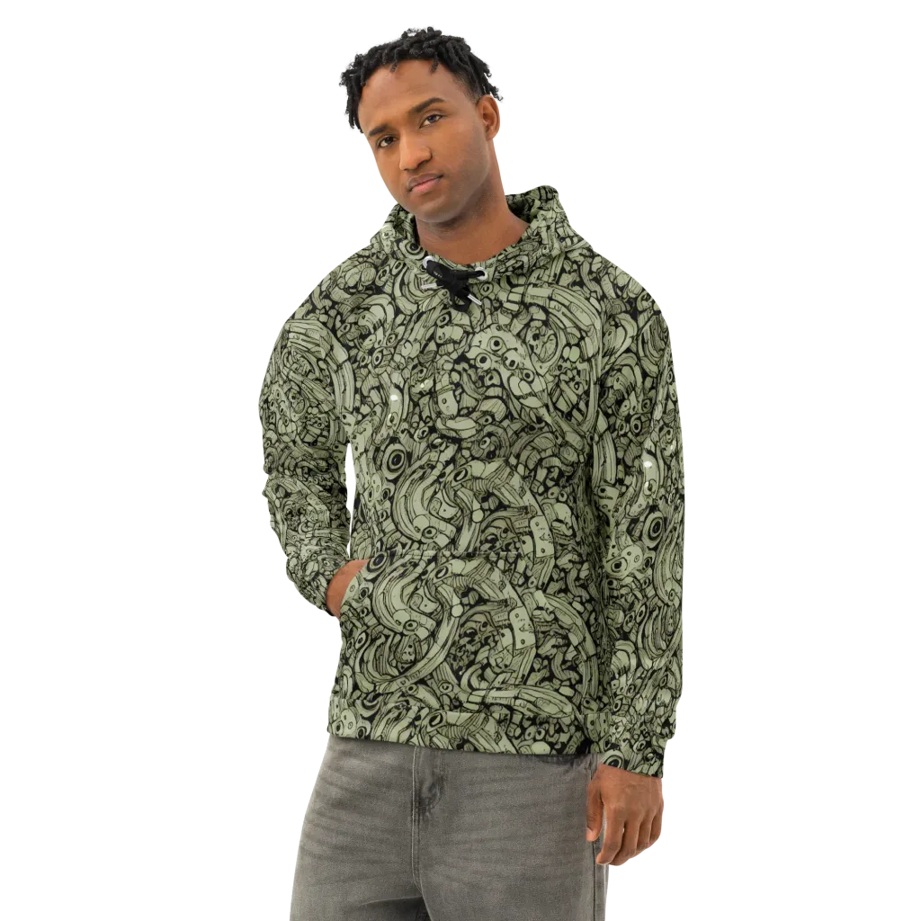 Olive Oddities on Cotton Hoodie — Left Front
