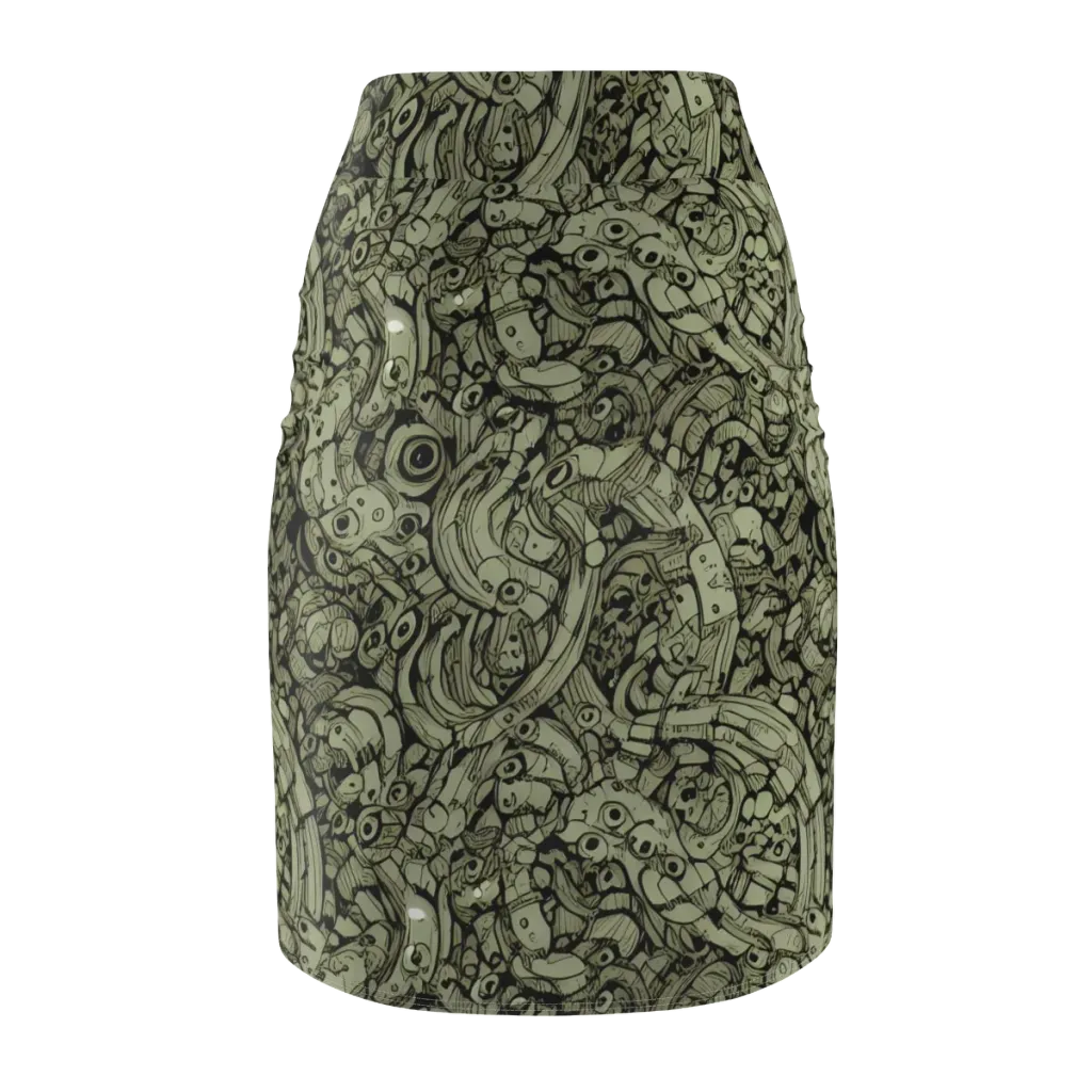 Olive Oddities on Pencil Skirt — Back