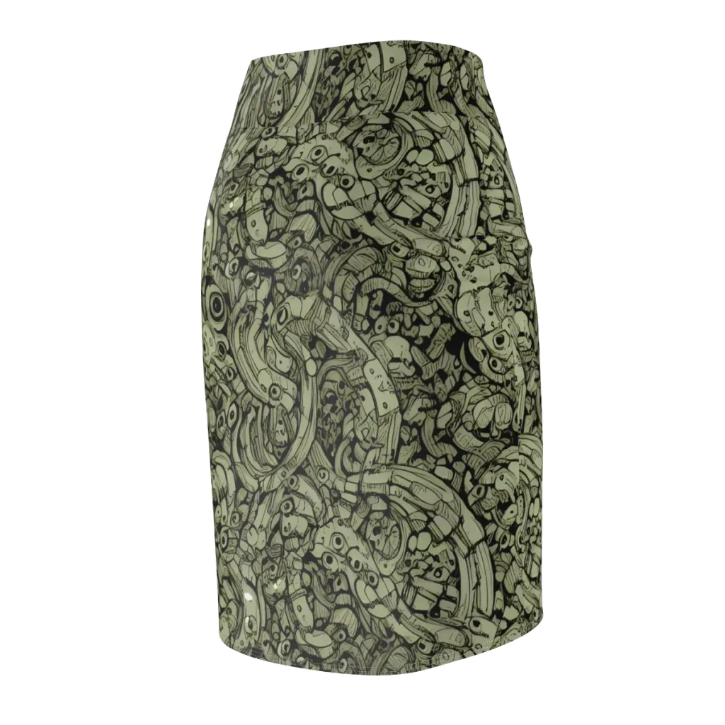 Olive Oddities on Pencil Skirt — Back Side