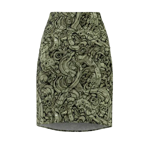 Olive Oddities on a Pencil Skirt