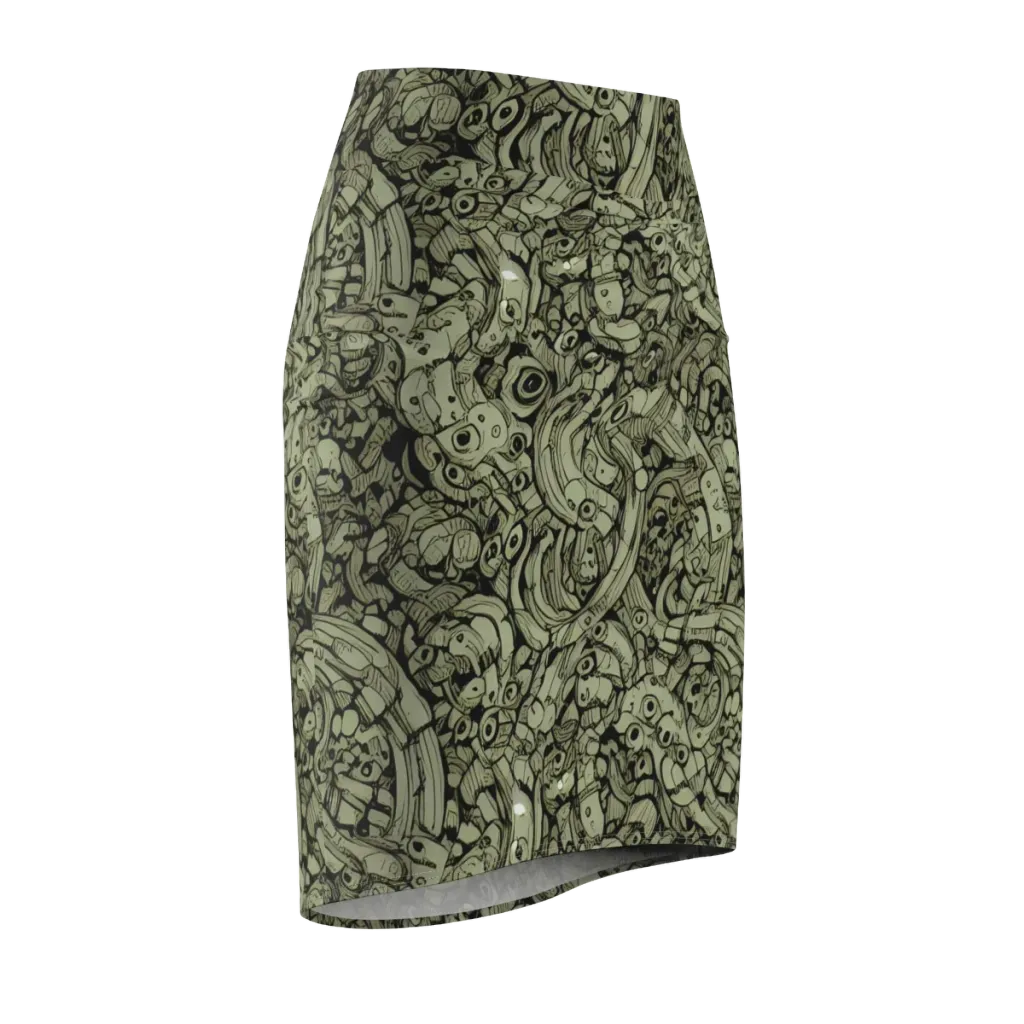 Olive Oddities on Pencil Skirt — Front Side