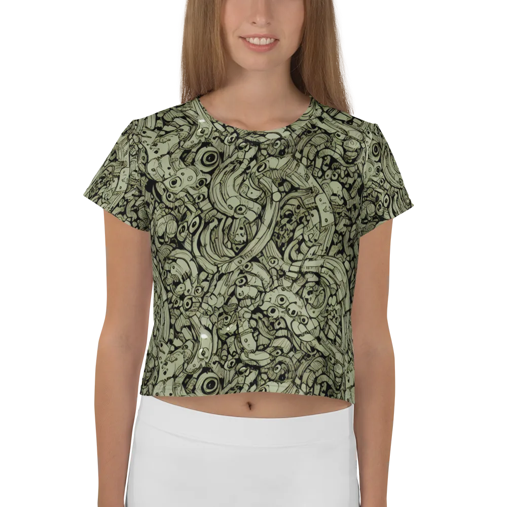 Olive Oddities on Crop Tee — Front