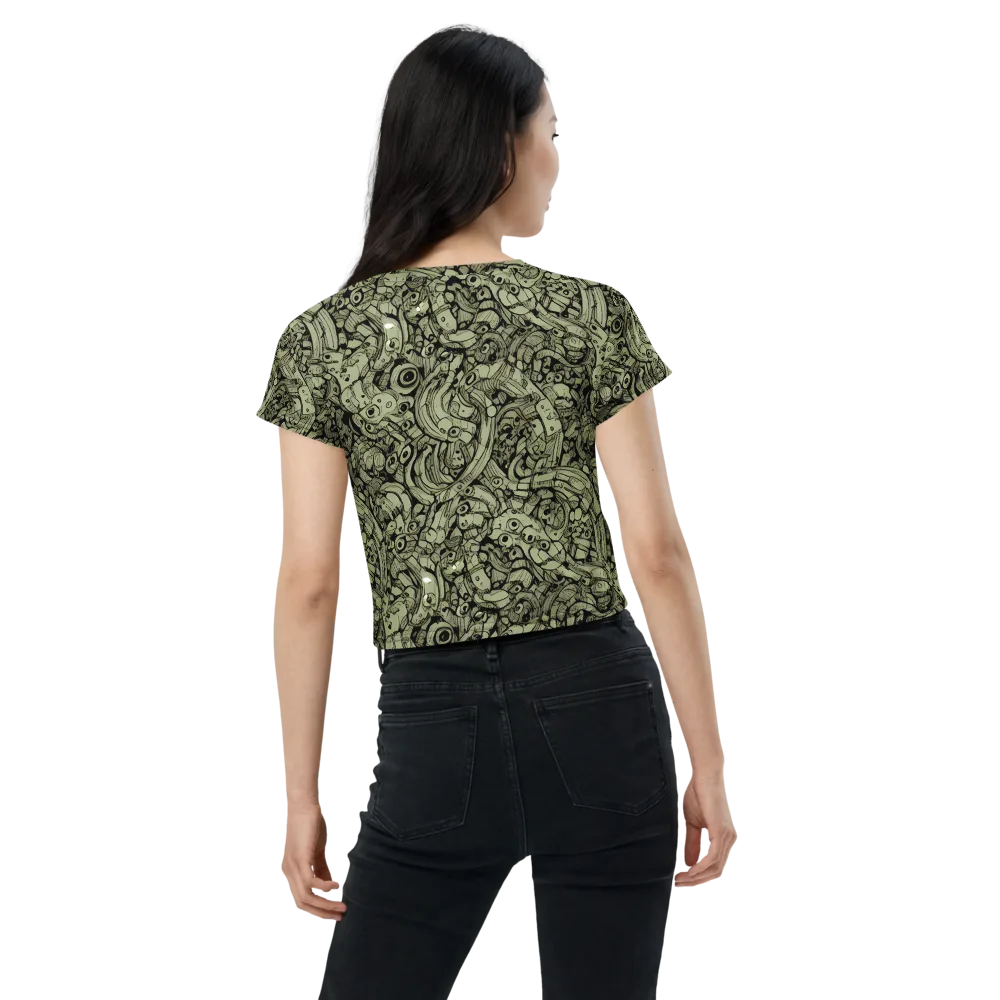 Olive Oddities on Crop Tee — Back