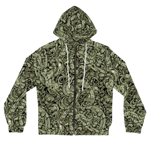 Olive Oddities on a Women's Full-Zip Hoodie