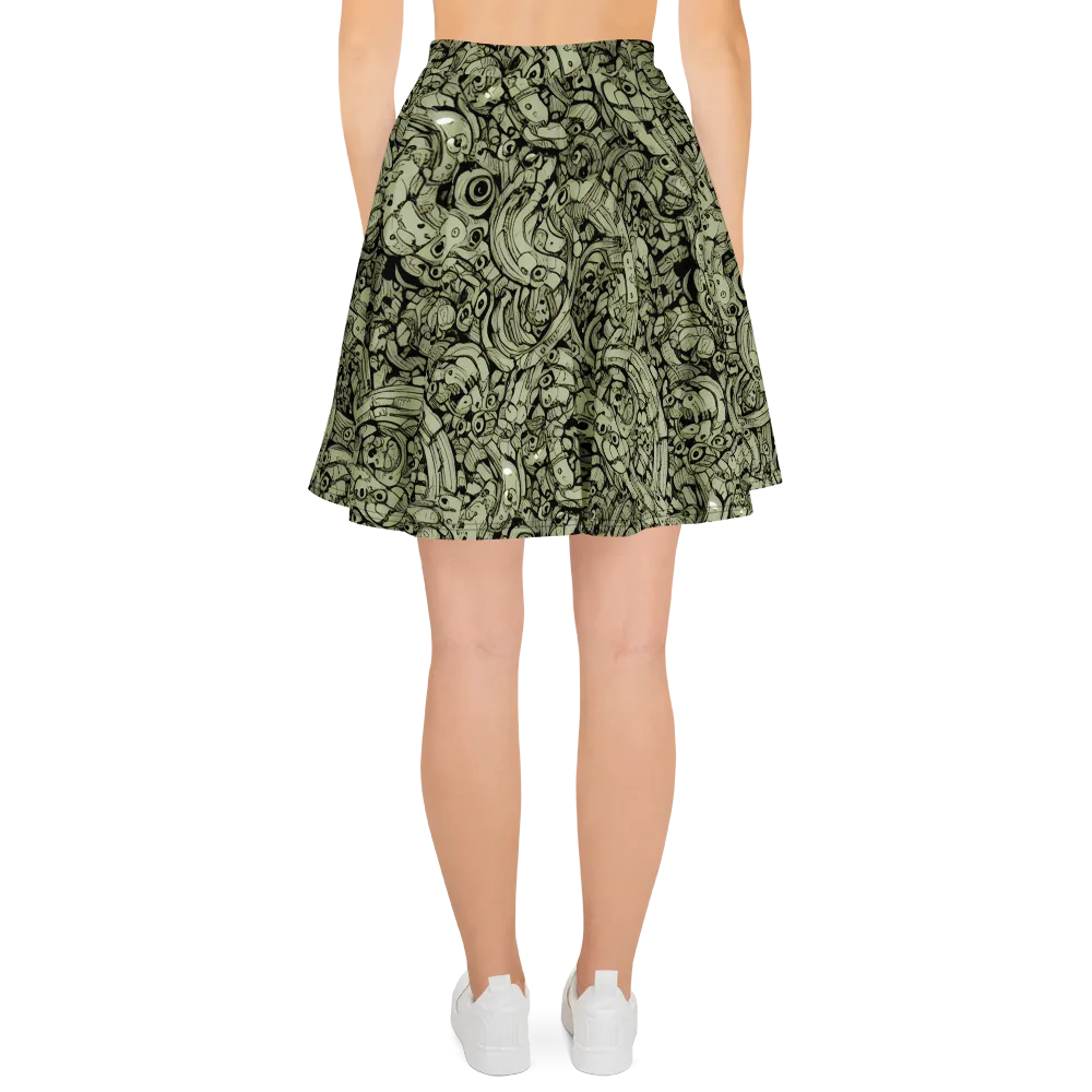 Olive Oddities on Skater Skirt — Back