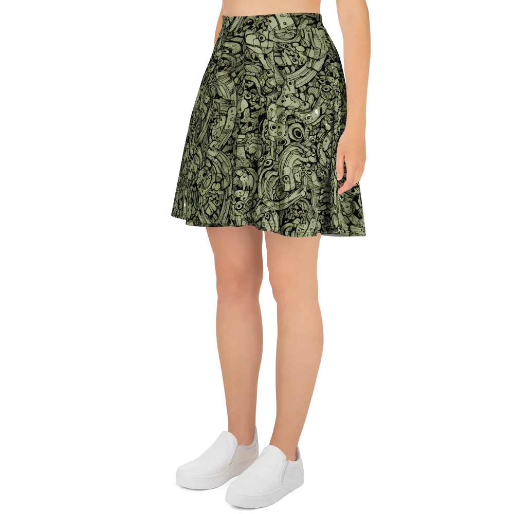 Olive Oddities on Skater Skirt — Left