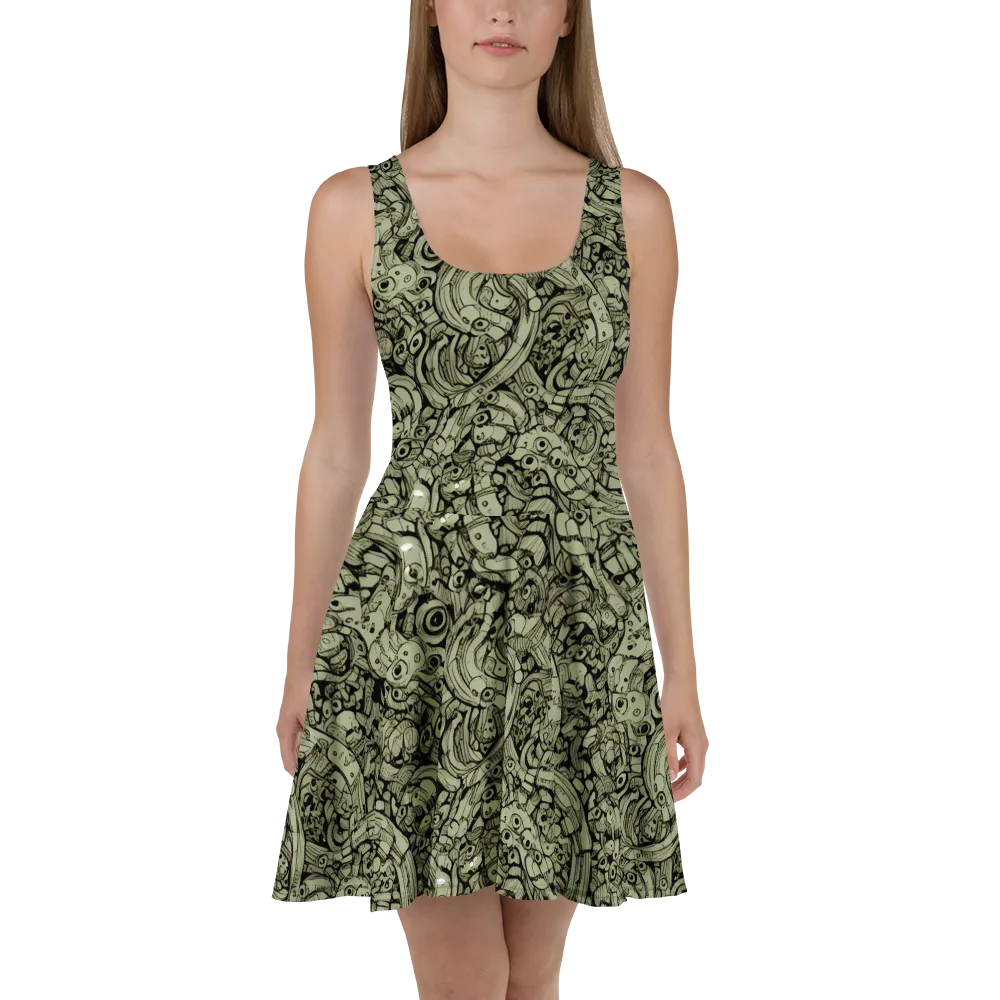 Olive Oddities on Skater Dress — Front