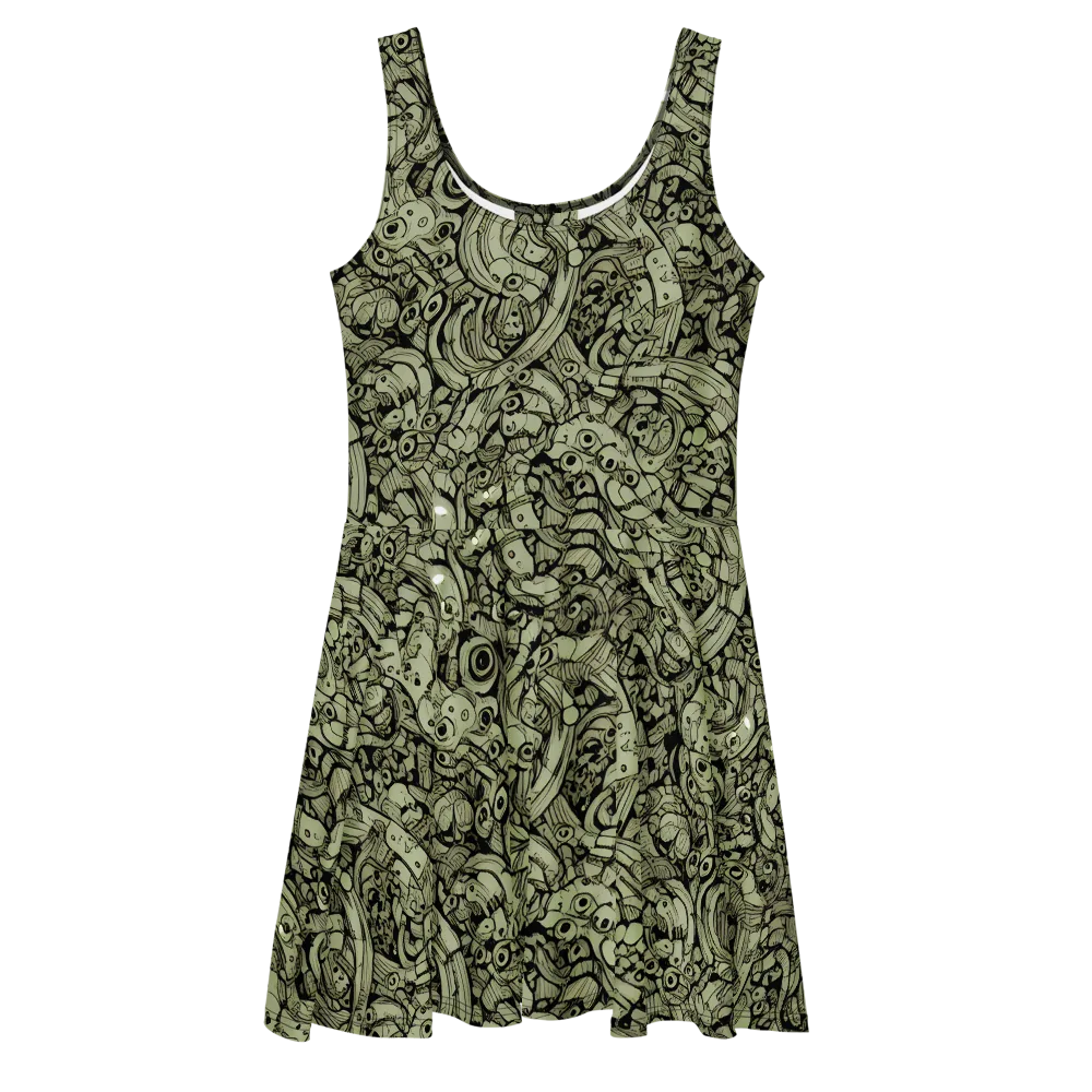 Olive Oddities on Skater Dress — Front